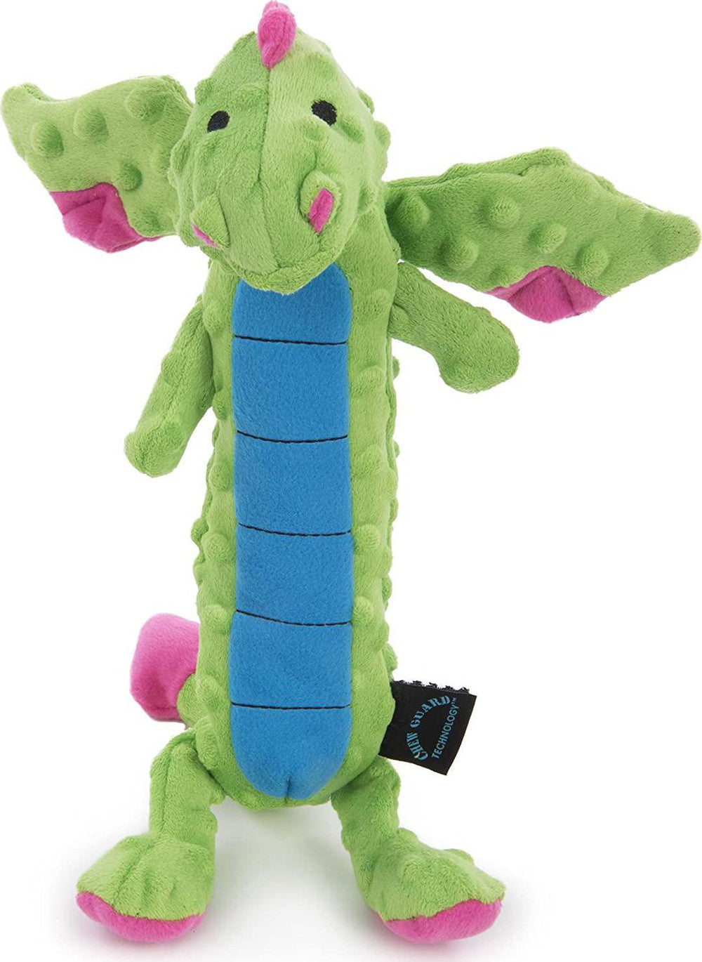 Skinny Dragons Squeaker Plush Pet Toy for Dogs and Puppies, Soft and Durable, Tough and Chew Resistant, Reinforced Seams - Green, Large-