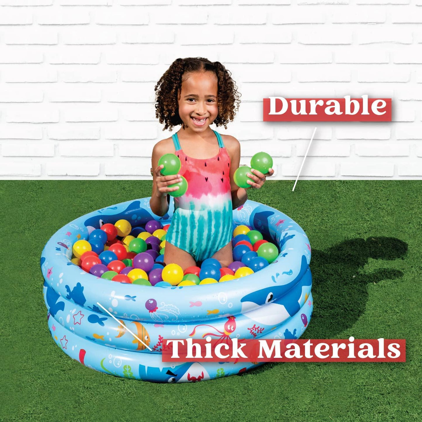 Inflatable Kiddie Pool for Baby Swimming Pool, Kids Portable Ball Pit Pool Blue Ocean Indoor and Outdoor 34 Inches