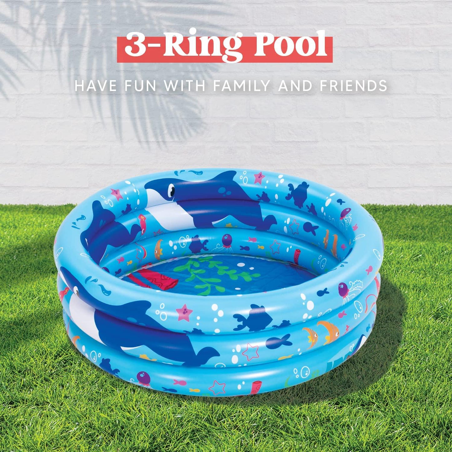 Inflatable Kiddie Pool for Baby Swimming Pool, Kids Portable Ball Pit Pool Blue Ocean Indoor and Outdoor 34 Inches