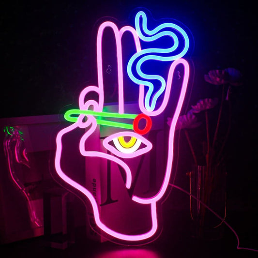 Smoking Hand Eye Neon Sign-