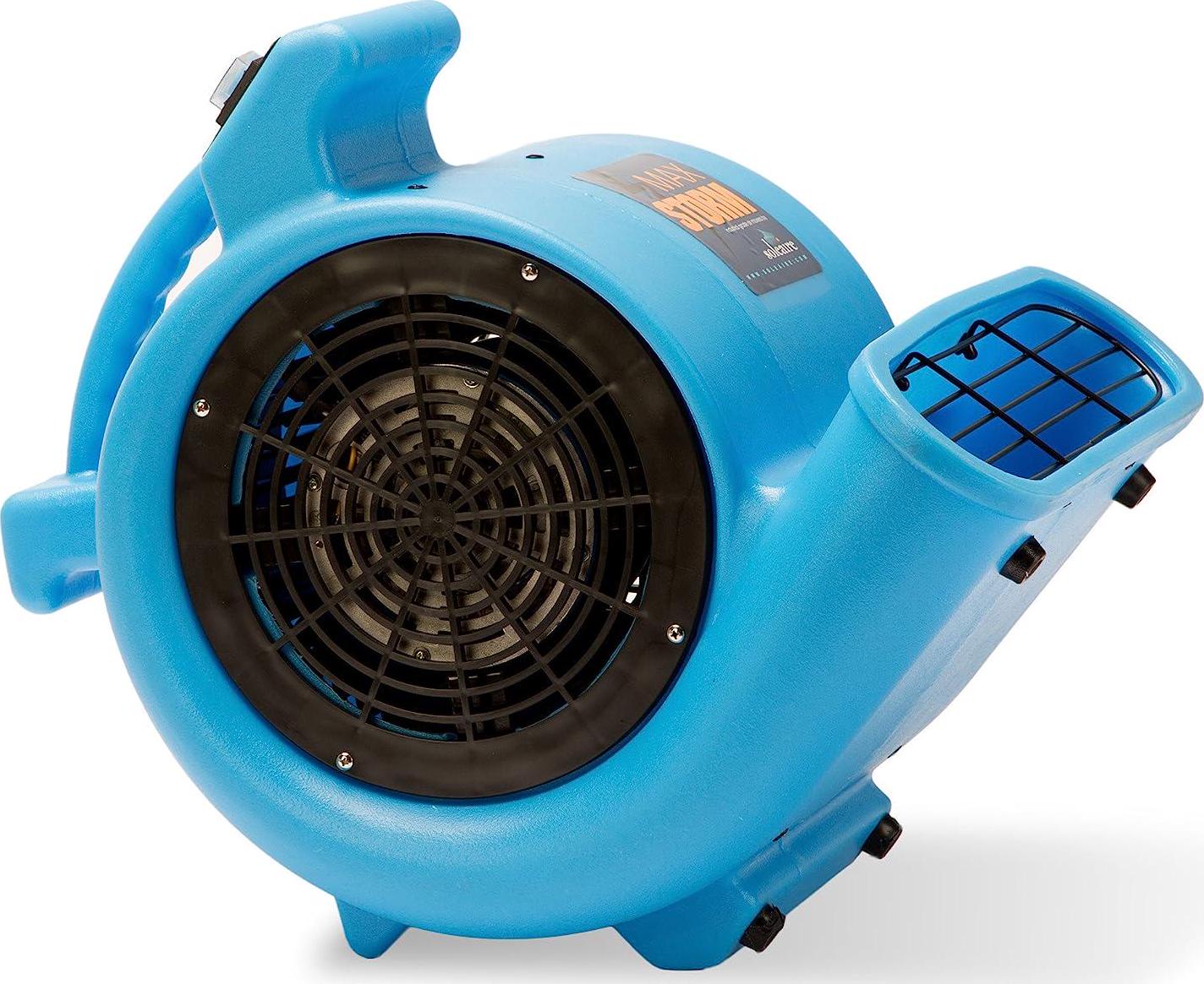Max Storm 1/2 HP Durable Lightweight Air Mover Carpet Dryer Blower Floor Fan for Pro Janitorial Cleaner, Blue, 1 Pack