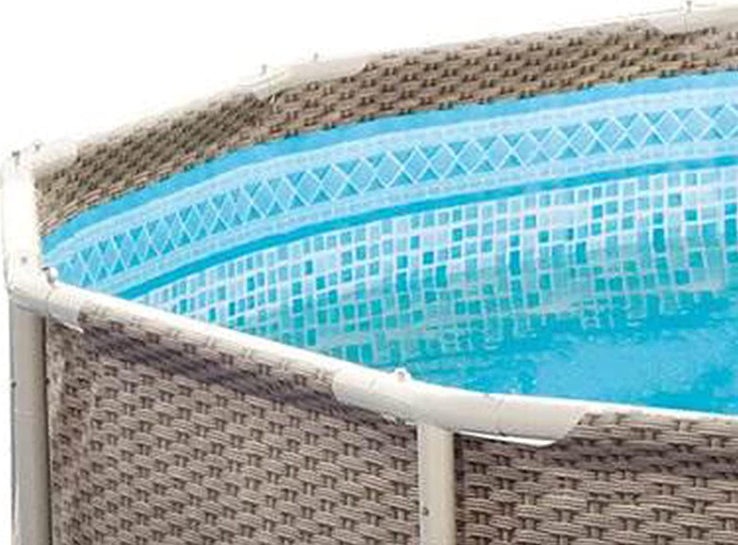 Summer Waves P20014482 14ft x 48in Outdoor Round Frame Above Ground Swimming Pool Set with Skimmer Filter Pump, Filter Cartridge, and Ladder, Brown