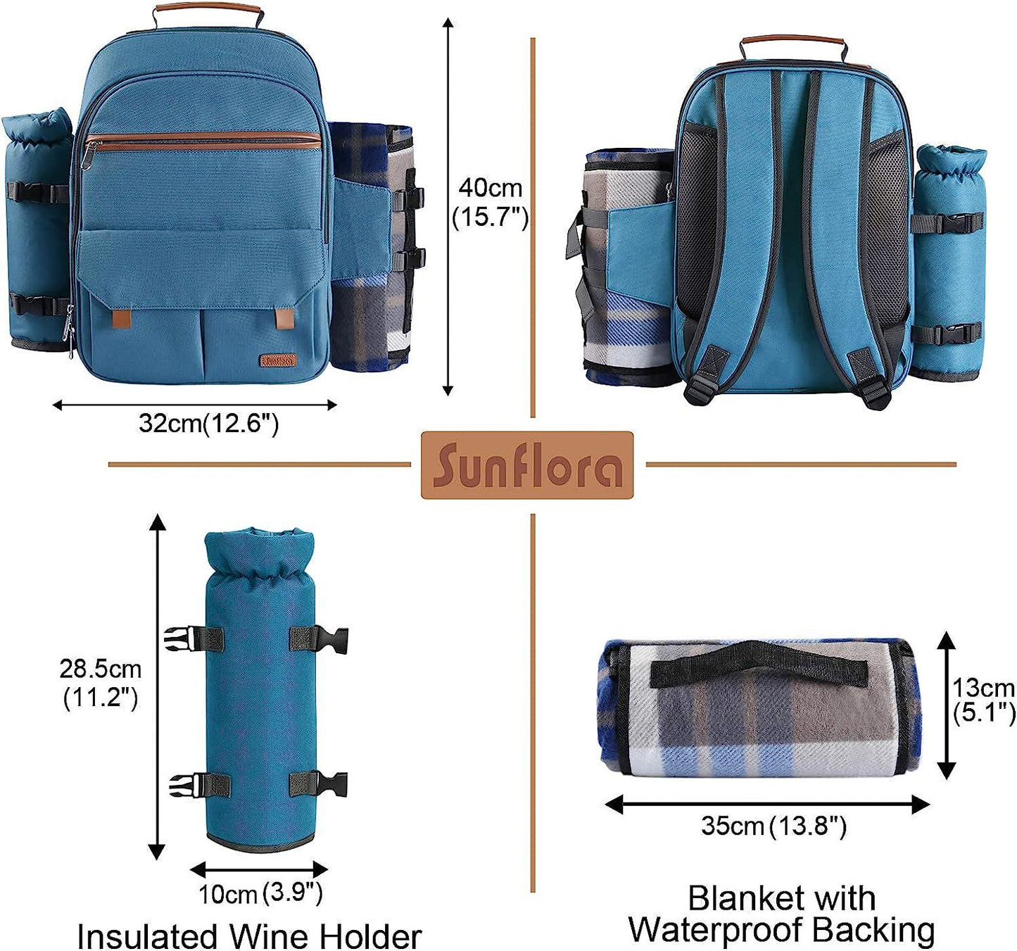 Picnic Backpack for 4 Person with Blanket Picnic Basket Set for 2 with Insulated Cooler Wine Pouch for Family Couples
