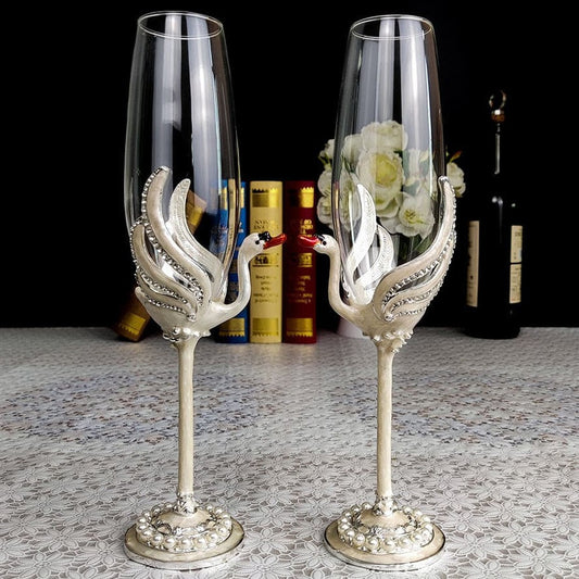 Swan Champagne Wine Glasses-