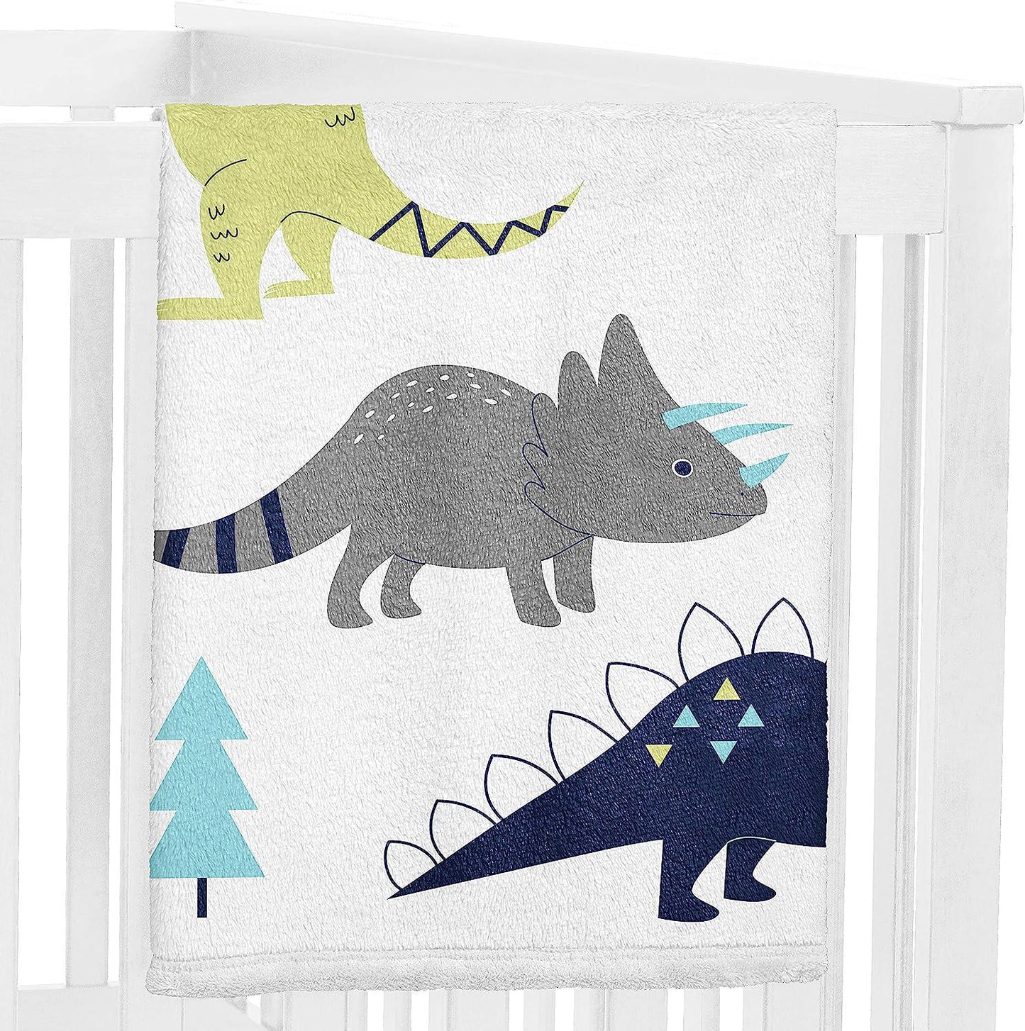 Sweet Jojo Designs Mod Dino Boy Milestone Blanket Monthly Newborn First Year Growth Mat Baby Shower Memory Keepsake Gift Picture - Blue, Green and Grey Modern Dinosaur Rawr