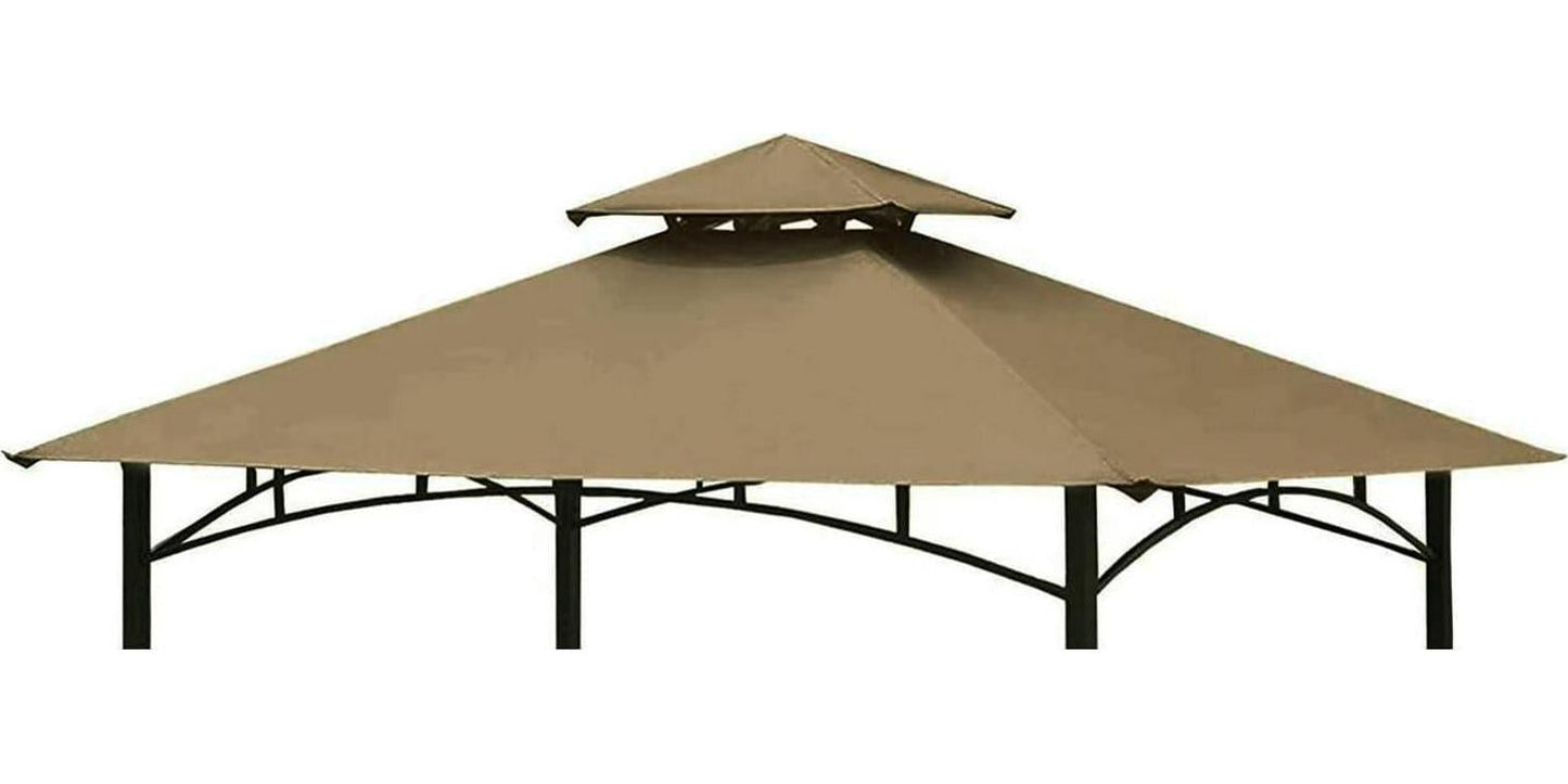 Tanxianzhe 5FT x 8FT Grill Gazebo Shelter Replacement Canopy Cover Double Tiered BBQ Roof Top ONLY FIT for Gazebo Model L-GG001PST-F (Khaki)-