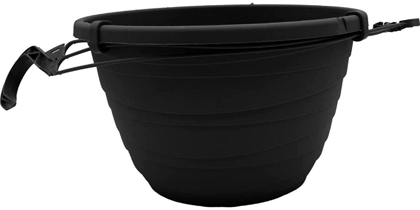 The HC Companies 11 Inch Wrapt Hanging Planter - Lightweight Outdoor Plastic Hanging Basket for Plants, Herbs, Flowers, Black