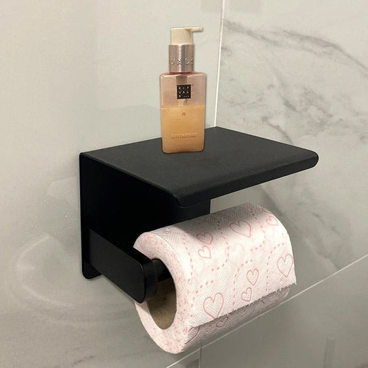 Toilet Roll Shelf Holder - Black-