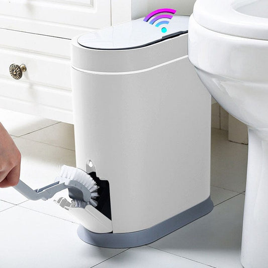 Touchless Motion Sensor Smart Trash Can with Toilet Brush-