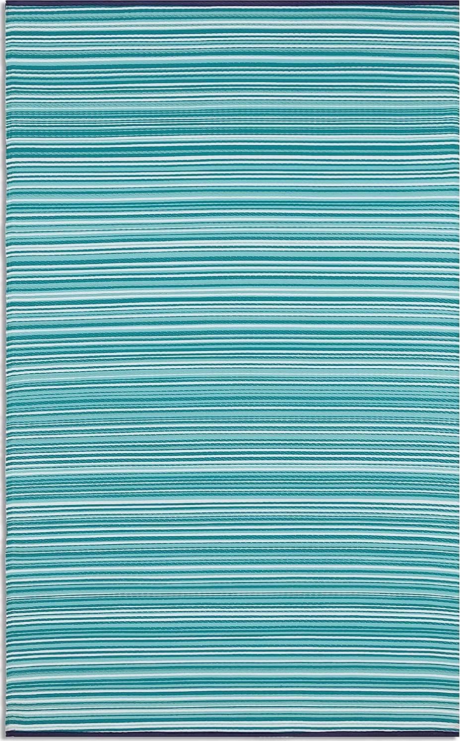 Trava Home Outdoor Rug - Reversible Modern Design, 4 x6 Blue Stripe, Easy to Clean, Water Resistant, Durable for Indoor, Patio, and Living Room Décor-