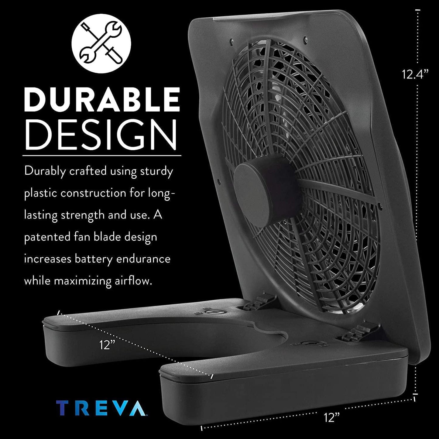 10-Inch Portable Desktop Air Circulation Battery Fan, 2 Speed, Compact Folding and Tilt Design, with AC Adapter (Graphite)