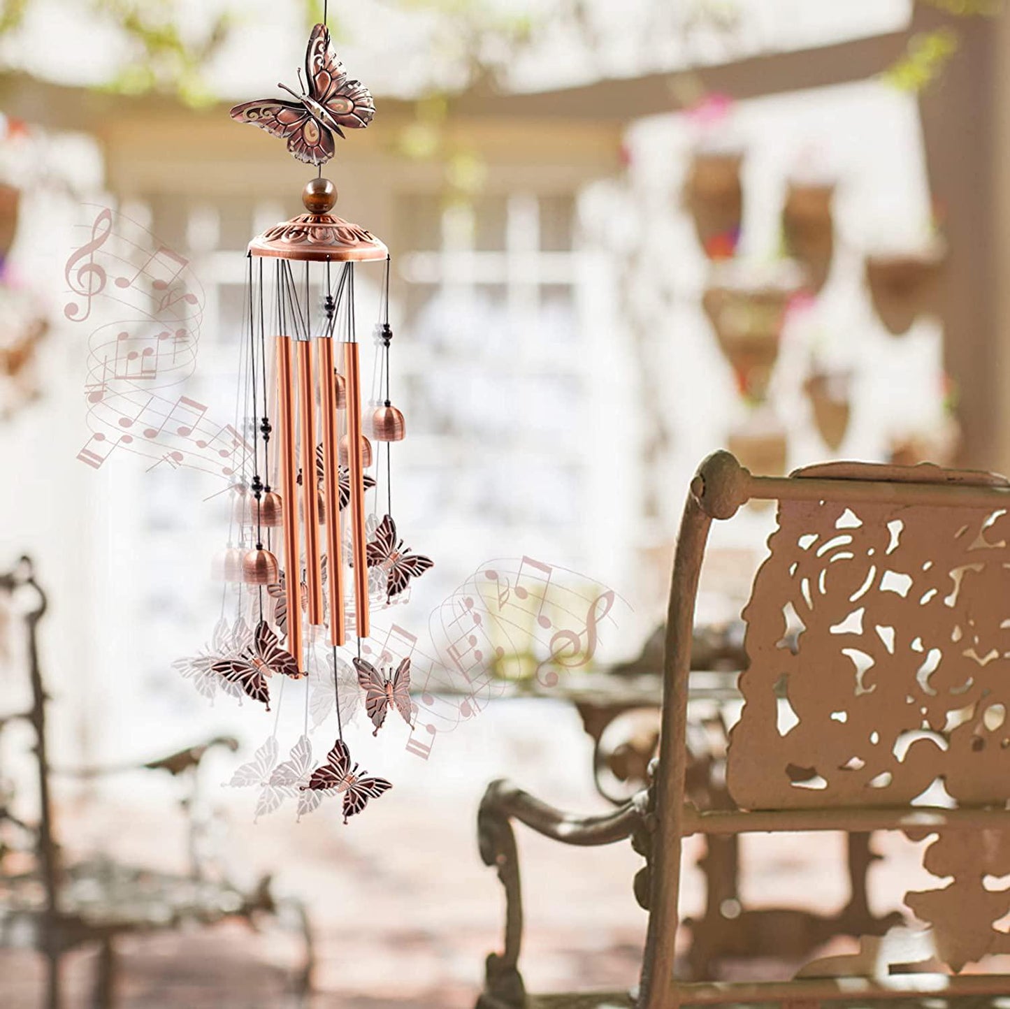 Wind Chimes Outdoor Clearance, Butterflies Aluminum Tube Windchime with S Hook,Patio Garden Decor, Housewarming Gift.