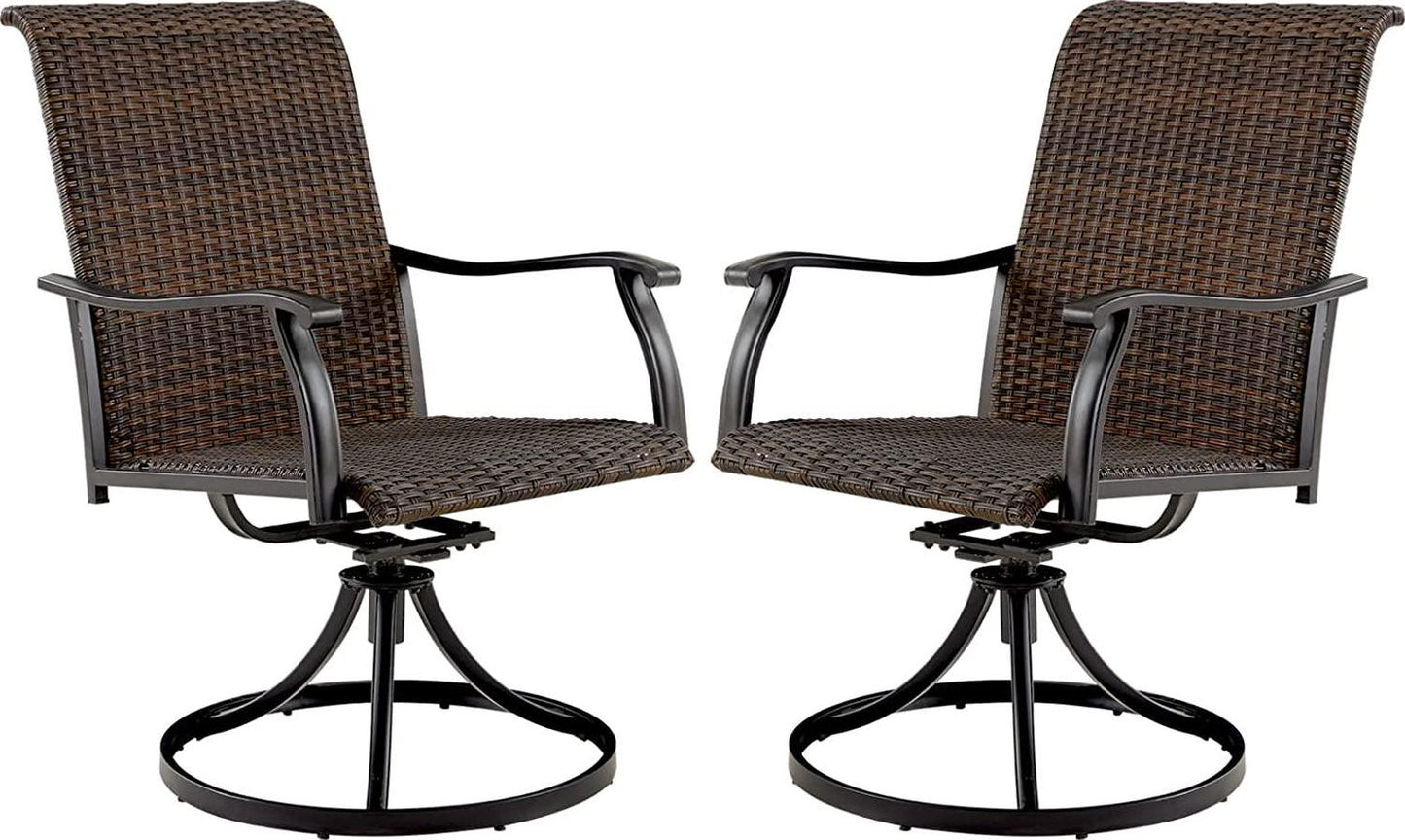 VICLLAX Outdoor Rattan Swivel Chairs Set of 2, Patio Wicker Dining Chairs All Weather Resistant for Garden,Backyard and Lawn-