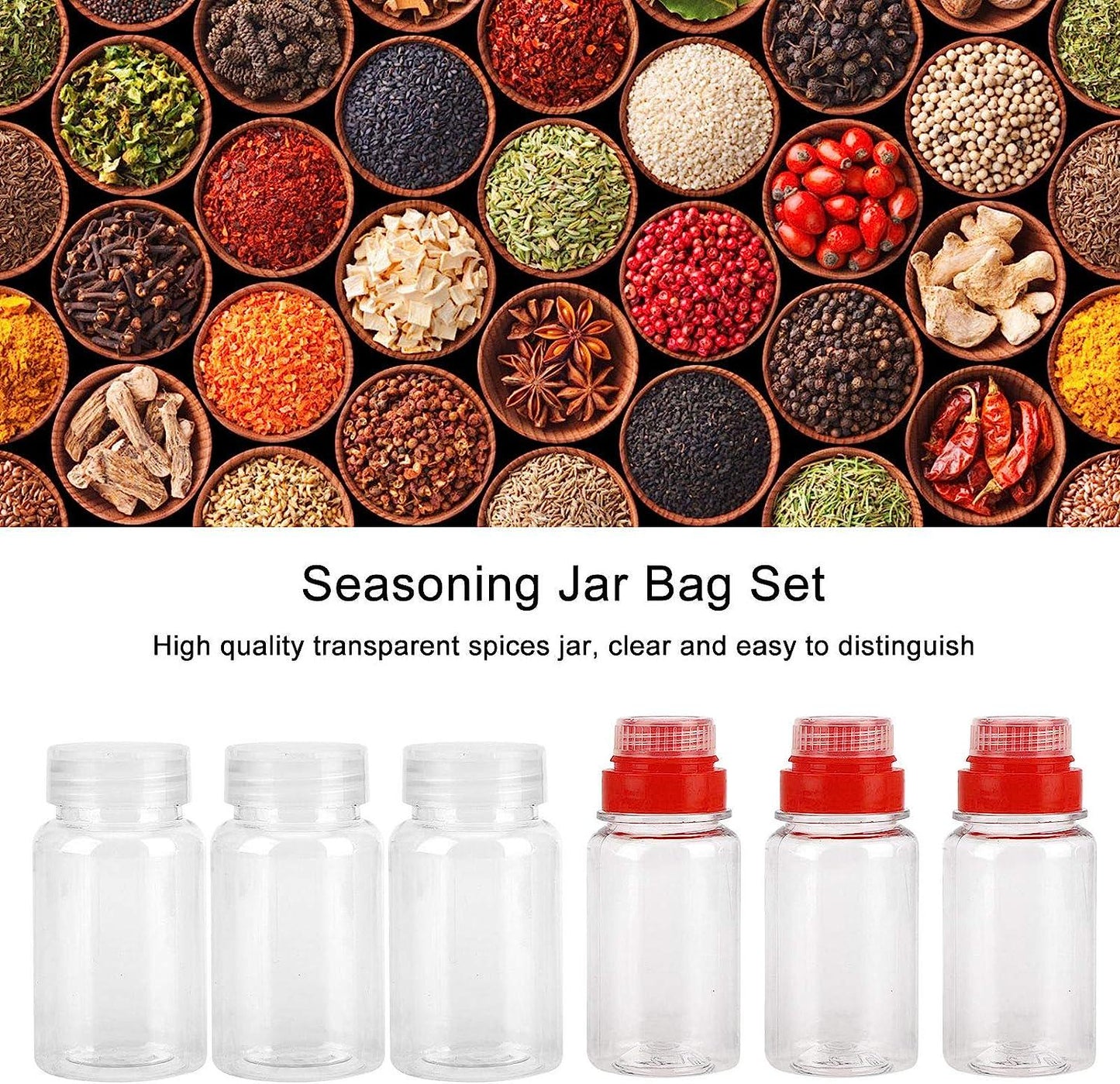 Vakitar BBQ Organizer Bag Portable Picnic Basket Spices Seasoning Jar Seasoning Bottles Set for Work School Picnic