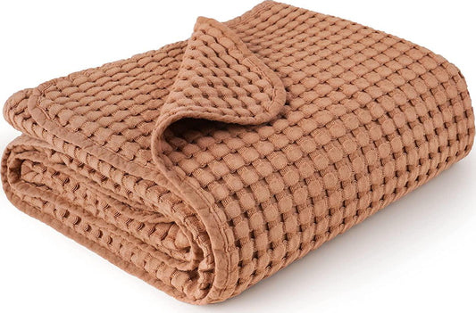 Waffle Baby Blankets, Nursery Blankets for Boys Girls, Swaddle Blankets Neutral Soft Lightweight Toddler and Kids Throw Blankets(Brown)-