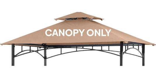 Warmally Grill Gazebo Shelter Replacement Canopy 5x8 Double Tiered BBQ Cover Roof Fit for Gazebo Model L-GG001PST L-GZ238PST(Khaki)-