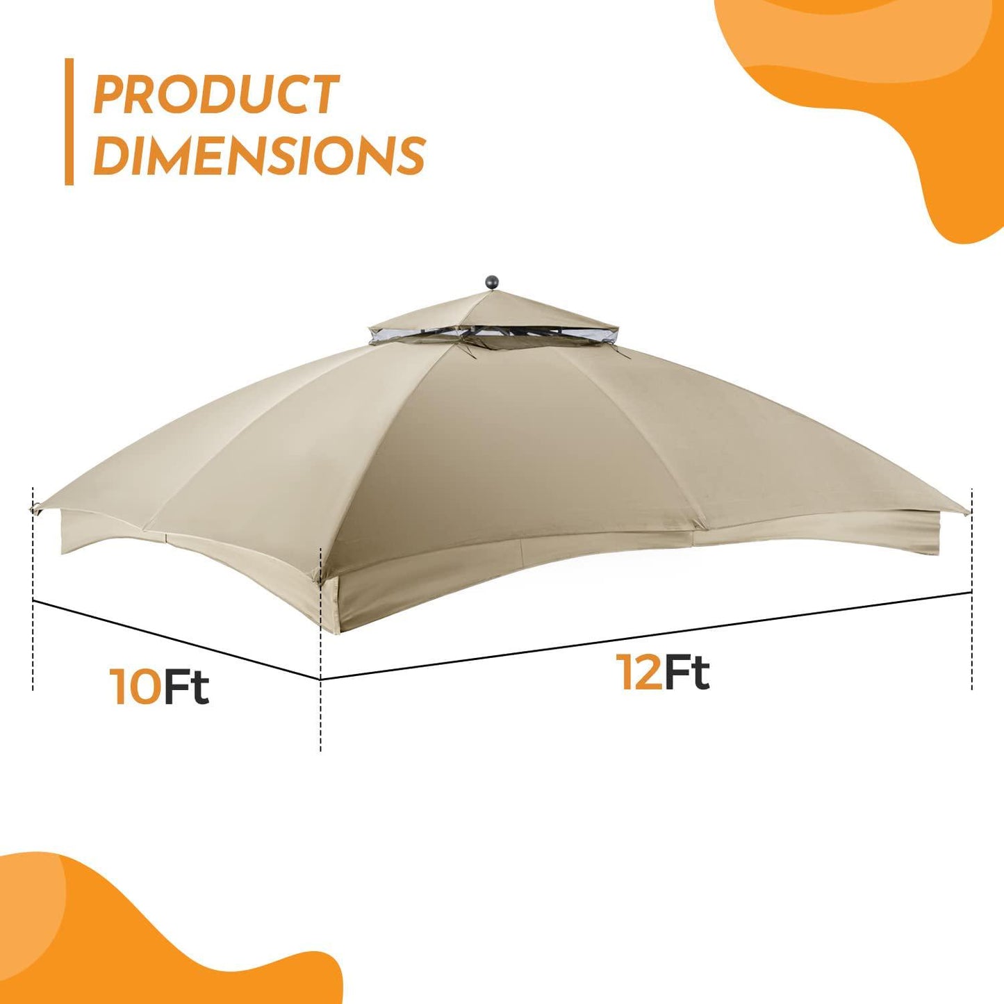 Warmally 10×12 Replacement Canopy Top for The Lowe&#039;s Gazebo Model GF-12S004B-1 / GF-12S004BTO (Beige)