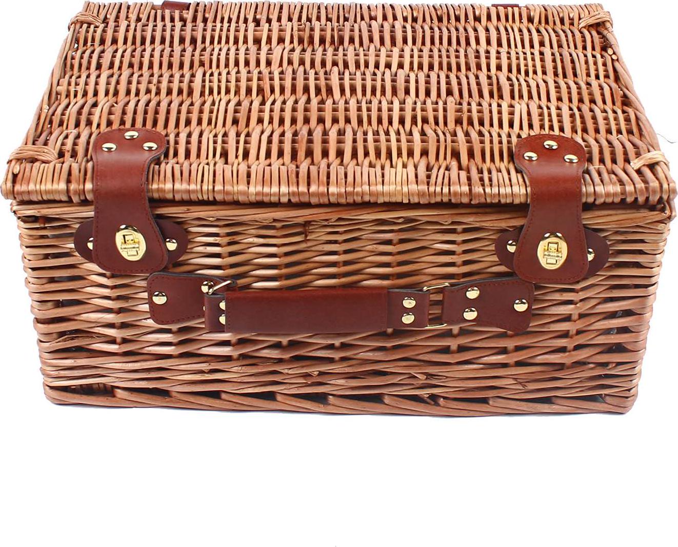 Wicker Picnic Basket Set for 4, Waterproof Large Picnic Set with Portable Handle for Family, Party, Camping