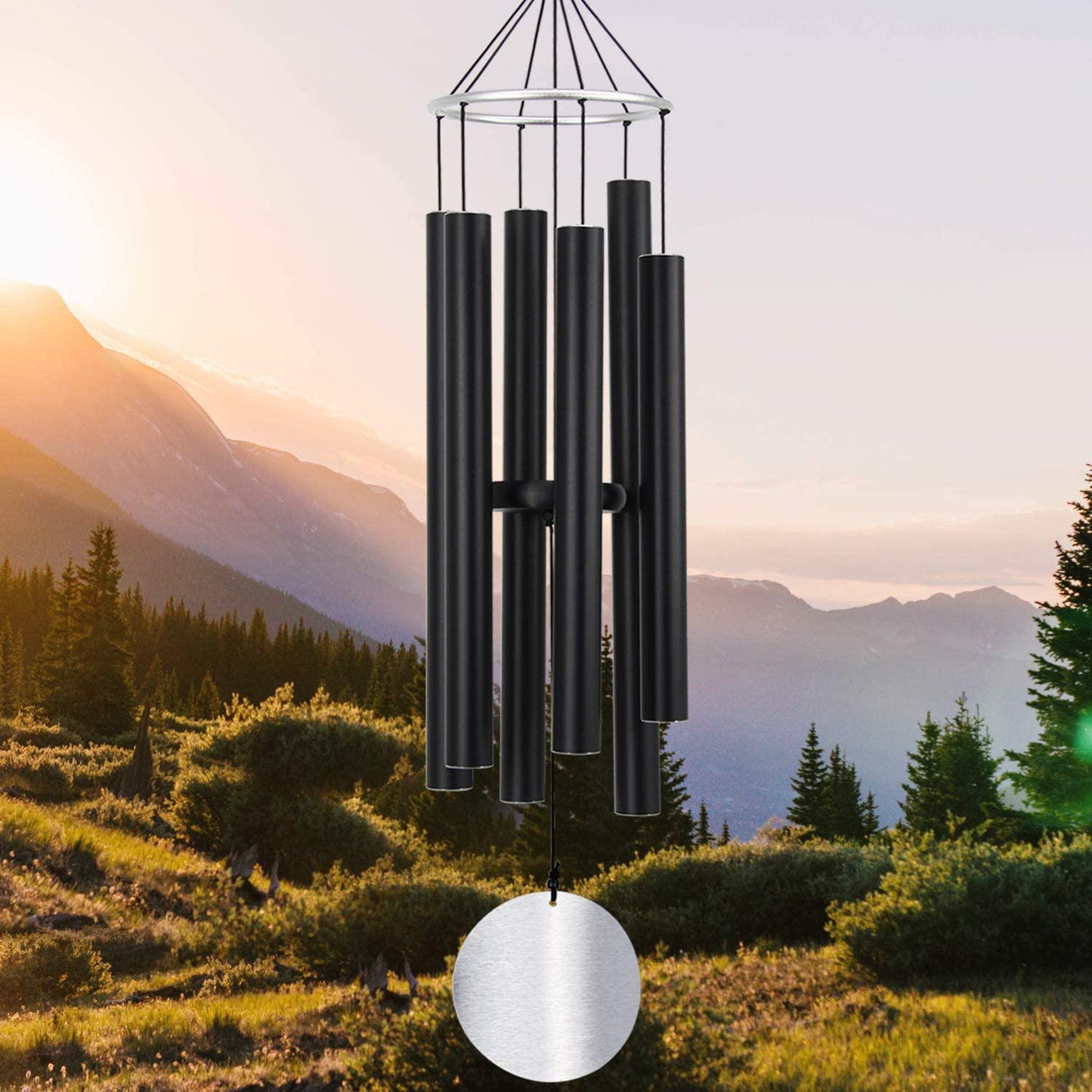 Wind Chimes Outdoor Large Deep Tone,36 Inch Large Wind Chimes for Outside Tuned Relaxing Soothing Low Bass,Memorial Wind Chimes Sympathy for Mom Dad,Black-