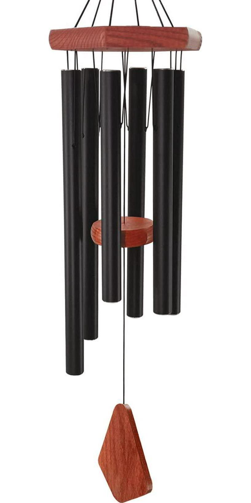 Wind Chimes Outdoor Deep Tone, Wind Chime Outdoor Sympathy Wind-Chime with 6 Tuned Tubes, Elegant Chime for Garden Patio Black Windchimes