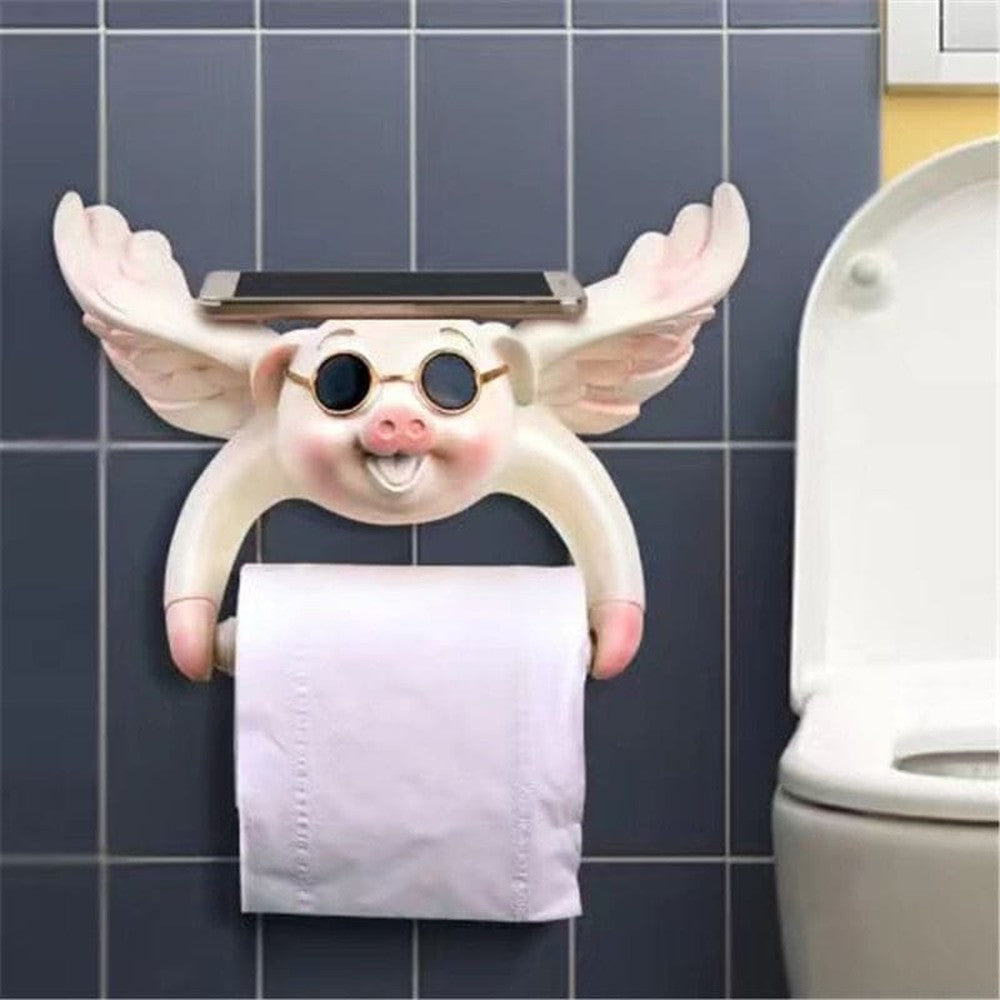 Winged Pig Tray Toilet Paper Holder-