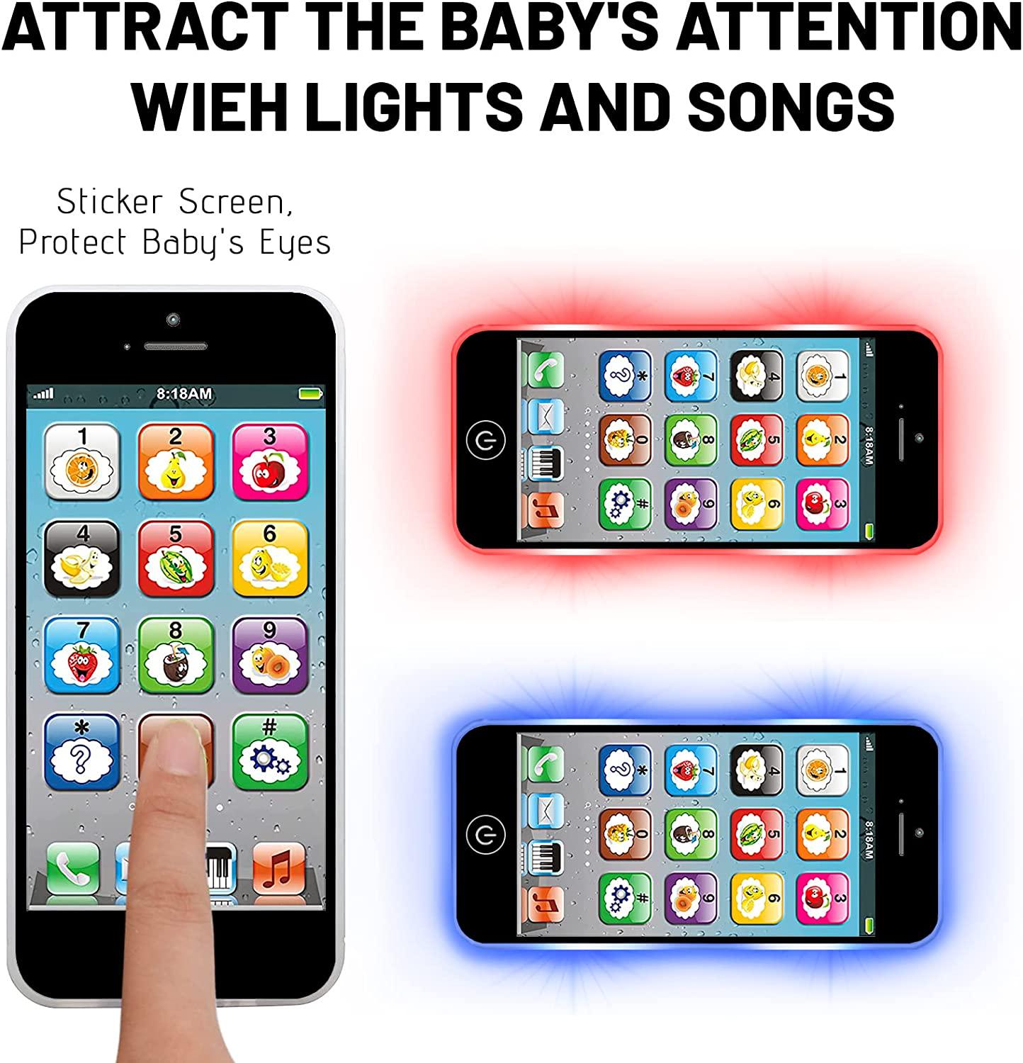 Toy Learning Play Cell Phone with 8 Functions and Dazzling Lights for Toddler Baby Kids 12-18 Months Ages 1-3 Year Old