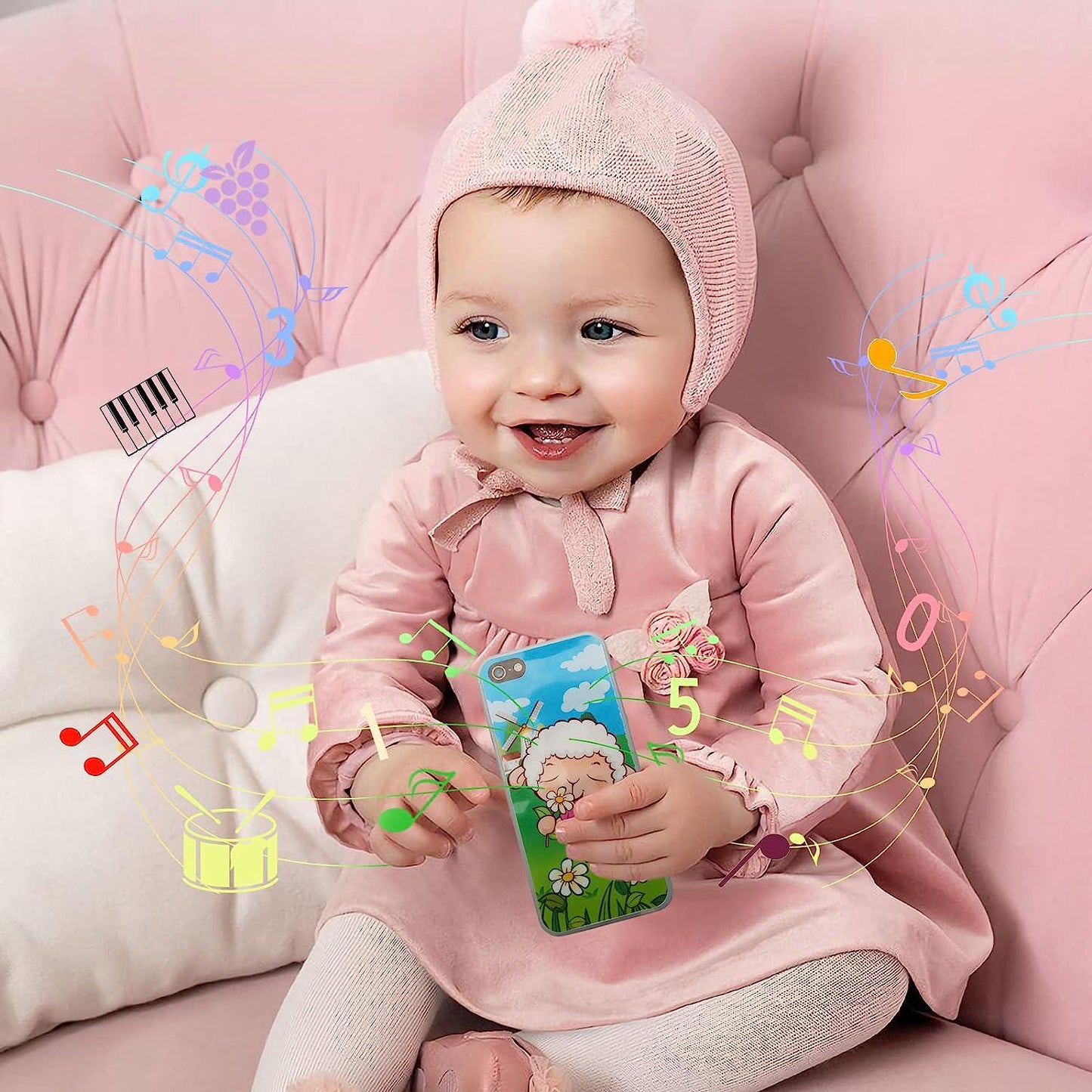 Toy Learning Play Cell Phone with 8 Functions and Dazzling Lights for Toddler Baby Kids 12-18 Months Ages 1-3 Year Old