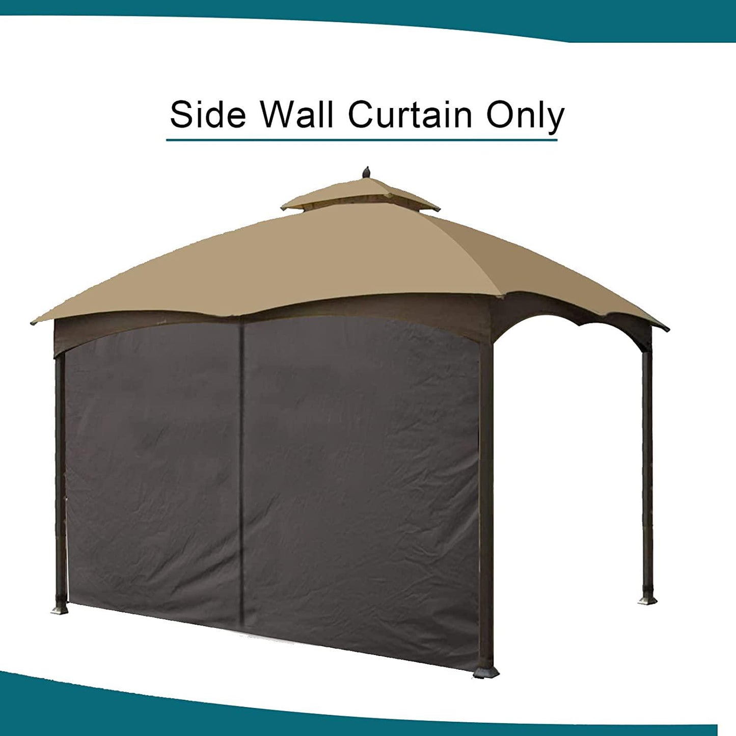 Gazebo Universal Replacement Privacy Curtain Privacy Panel Canopy Side Wall with Zipper for 10' x 12' Outdoor Gazebo (Brown)