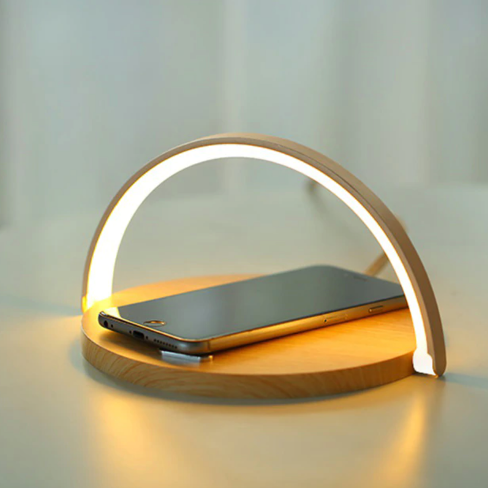 Wooden Table Lamp Night Light with Wireless Charger-Wireless charger