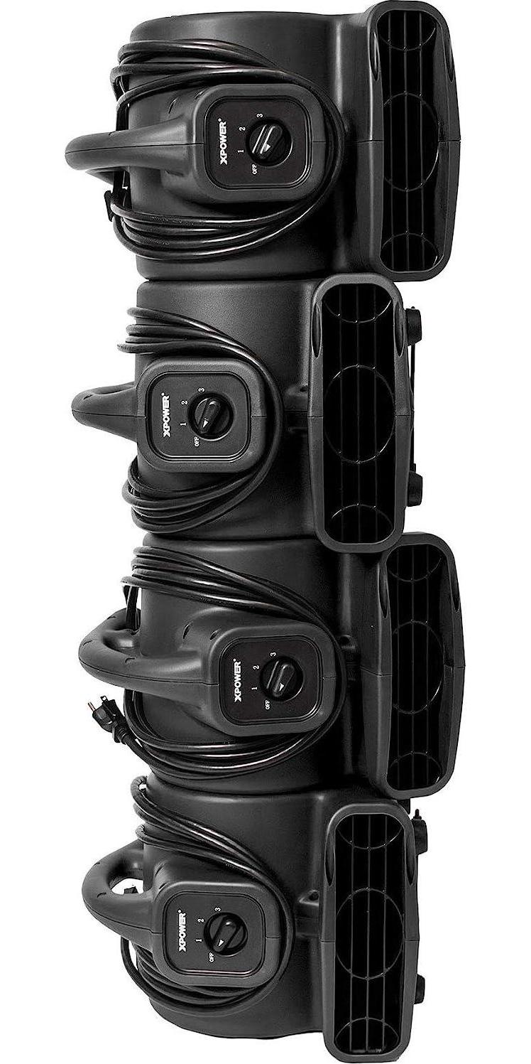 XPOWER P-80A Mini Mighty 138 W 600 CFM Centrifugal Air Mover, Carpet Dryer, Floor Fan, Blower, Stackable, Daisy Chain