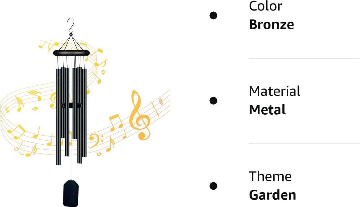 YEHSAL Memorial Wind Chimes Outdoor,Garden Wind Chimes with 6 Aluminum Alloy Tubes and Hook,Memorial Wind Chimes for Home Decor Garden Patio Outdoor