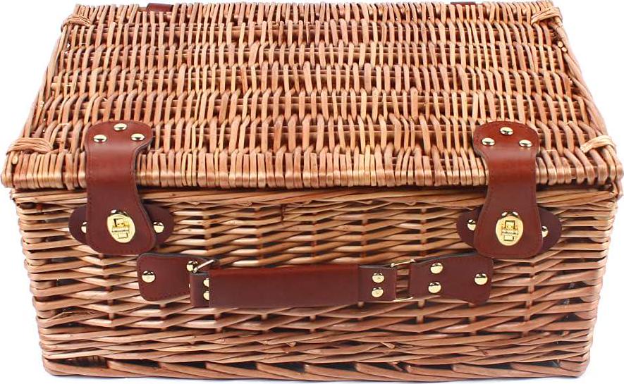 YIPONYT Wicker Picnic Basket Set for 4 Persons Wicker Picnic Basket Set with Insulated Compartment,Wicker Picnic Service Gift with Utensils