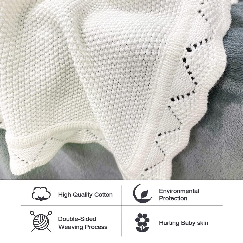 Cotton Baby Blanket Waffle Knit Toddler Blankets Soft Warm Breathable Nursery Swaddling Blankets for Girls and Boys Receiving Blanket for Crib, Stroller, car 31 x40 (Milk)