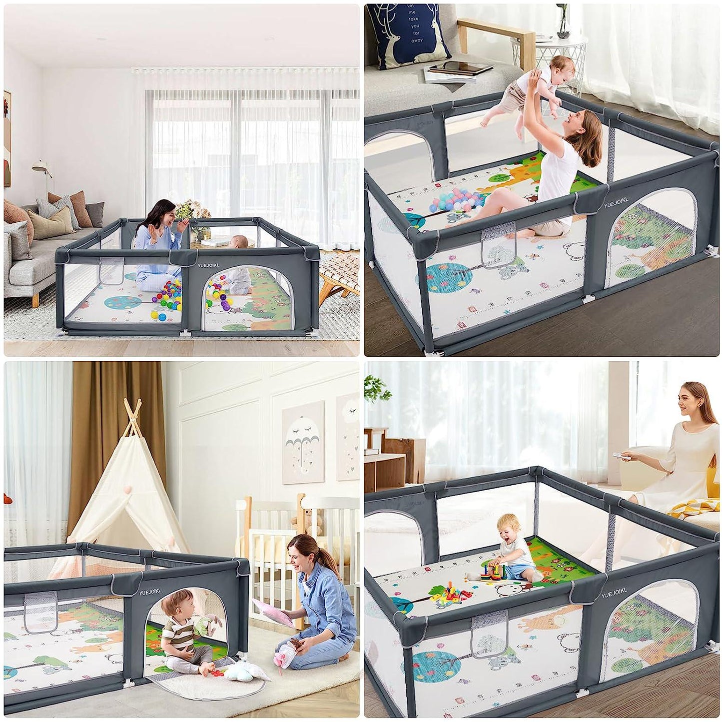 Baby Playpen with Mat, 79 x71 x26.5 Large Baby Play Yard for Babies and Toddlers, Indoor and Outdoor Extra Large Kids Activity Center