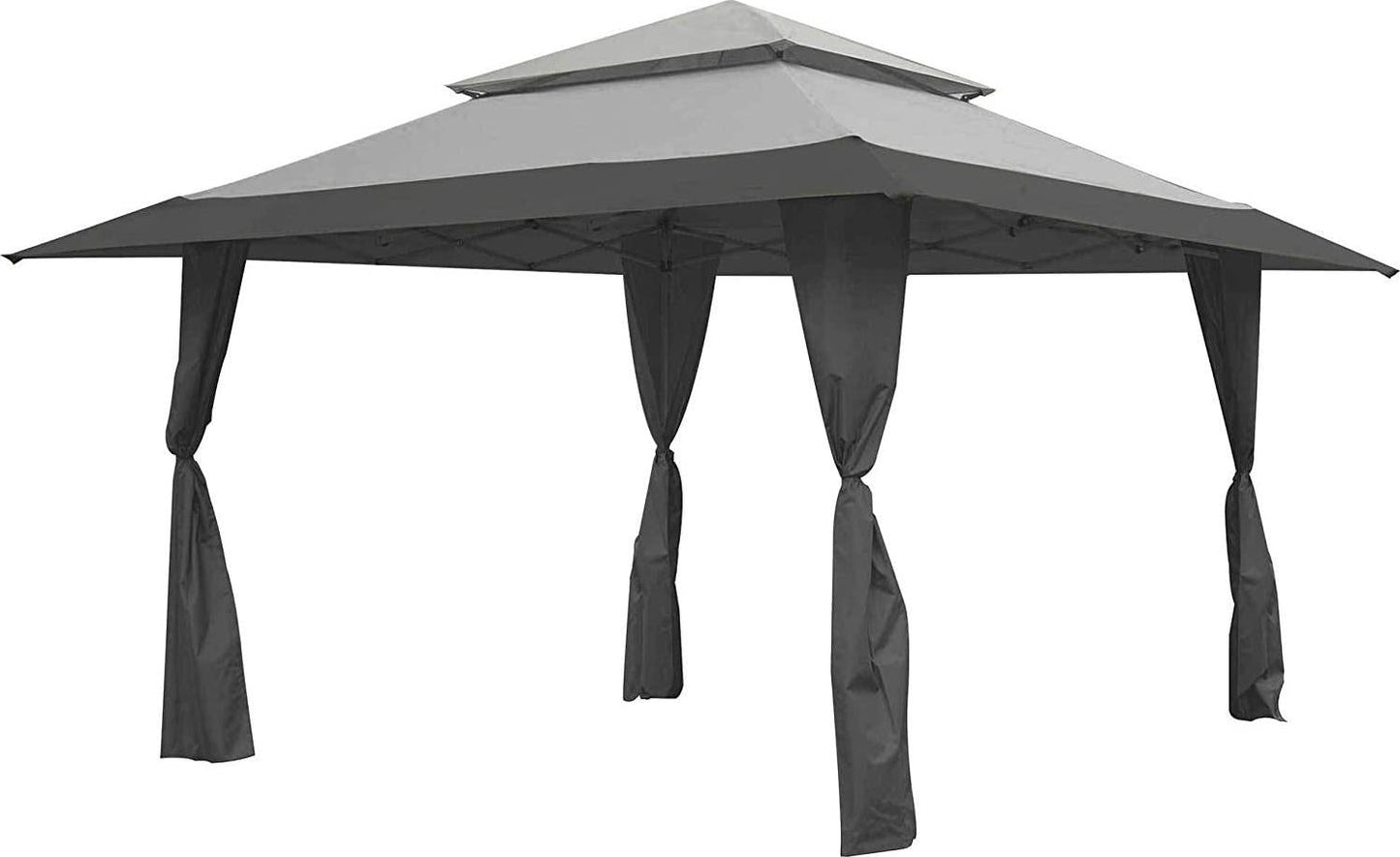 Z-Shade 13 x 13 Foot Instant Gazebo Outdoor Canopy Patio Shelter Tent with Reliable Stakes, Steel Frame, and Rolling Bag, Gray-