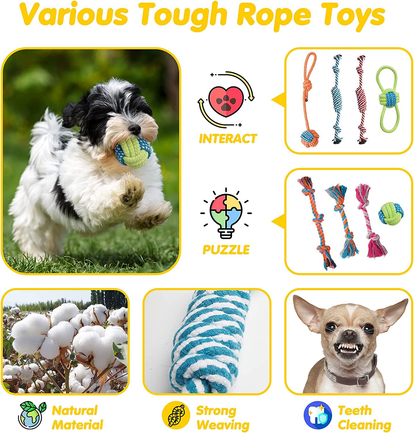 20 Pack Luxury Dog Chew Toys for Puppy, Cute Small Dog Toys with Ropes Puppy Chew Toys, Treat Ball and Squeaky Puppy Toys for Teething Small Dogs
