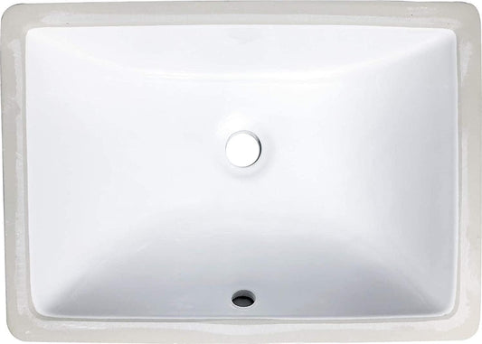 Zeek Undermount Bathroom Sink 16x11 Small Rectangle Narrow Vanity Sink - White - Fits 18 Inch Vanity - With Overflow - 16 Inch by 11 Inch Opening - Vitreous china ceramic-