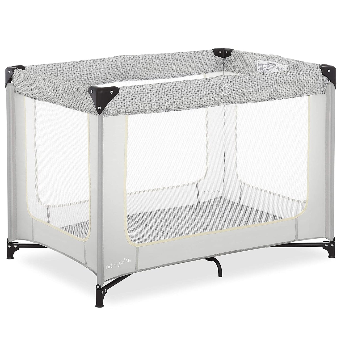 Zoom Portable Playard in Light Grey, Lightweight, Packable and Easy Setup Baby Playard, Breathable Mesh Sides and Soft Fabric - Comes with a Removable Padded Mat-