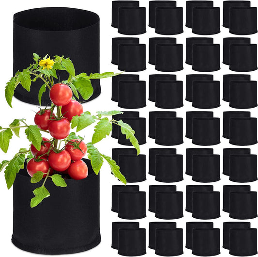Zubebe 60 Pack Plant Grow Bags Bulk Garden Bags Aeration Grow Pots Heavy Duty Thickened Nonwoven Fabric Plant Pots Black Planting Container for Potato Tomato Vegetable Flower Fruits (5 Gallon)-