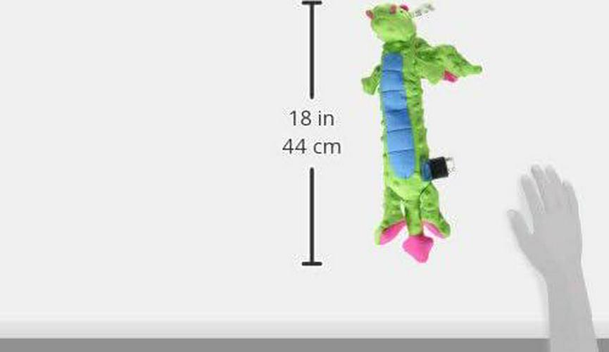 Skinny Dragons Squeaker Plush Pet Toy for Dogs and Puppies, Soft and Durable, Tough and Chew Resistant, Reinforced Seams - Green, Large