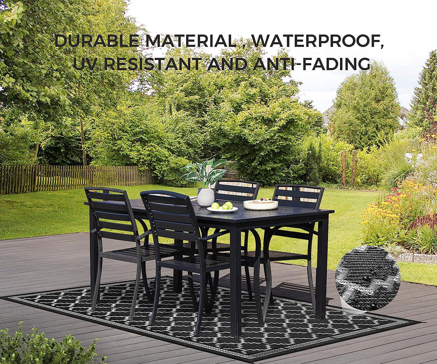 joybest Outdoor Rug 5x8 ft Waterproof Reversible Mats, Plastic Straw Rug Modern Area Rug for Indoor Outdoor, Patio, Backyard, Deck, Picnic, Beach,