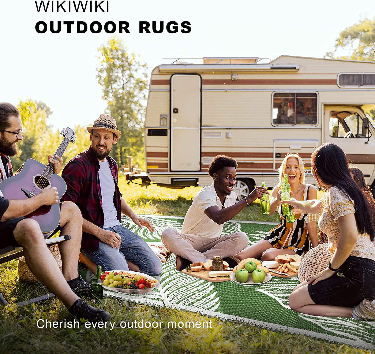 Outdoor Rugs 9x12 for Patios Clearance, Waterproof and Portable Camping Rugs for Outside Your RV, Large Indoor/Outdoor Green