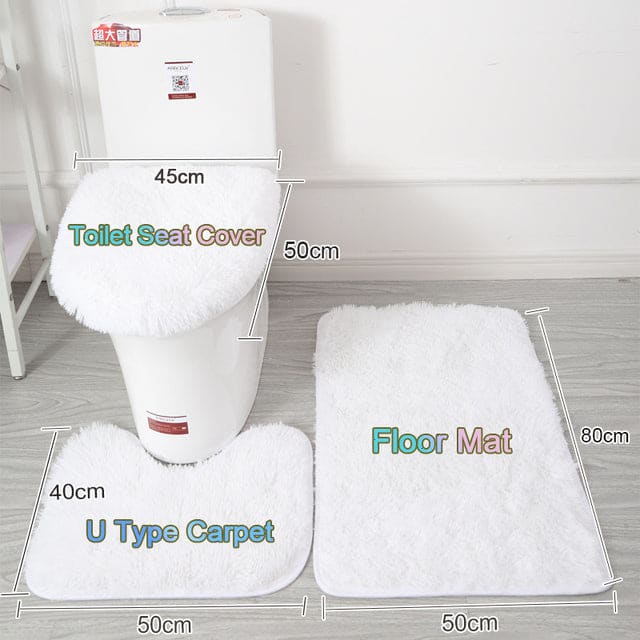 3Pcs Plush Bathroom Non-slip Bath Carpets
