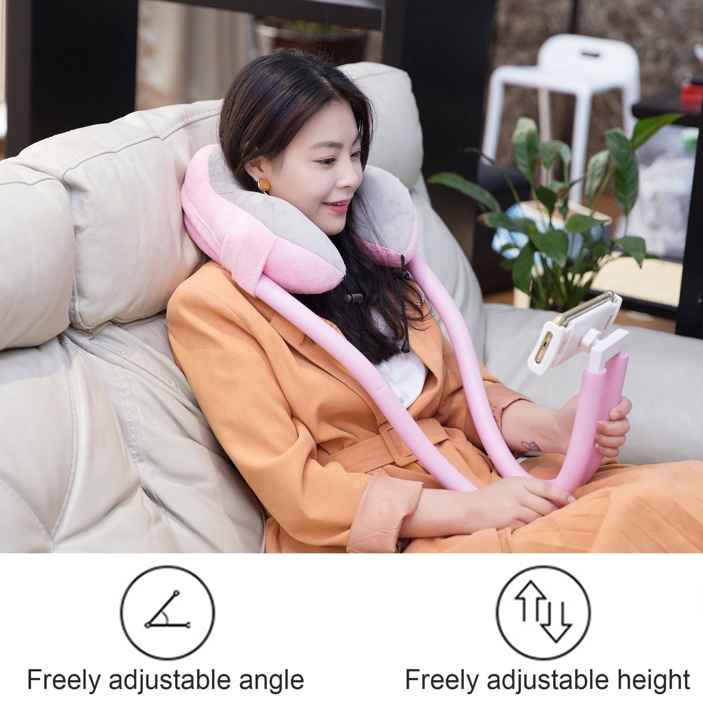 2 in 1 U-Shaped Neck Pillow Universal Phone Holder