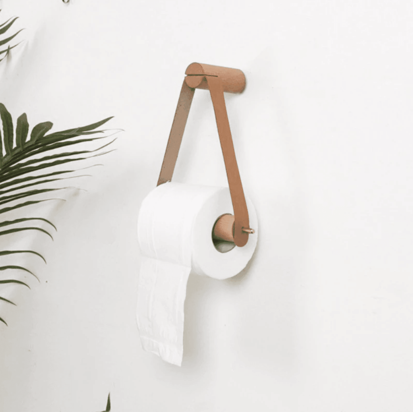 Leatherette and Oak Toilet Paper Holder