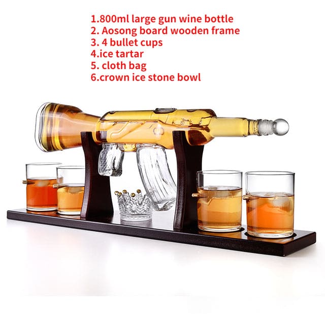 AK47 Rifle Gun Whiskey Glass Decanter