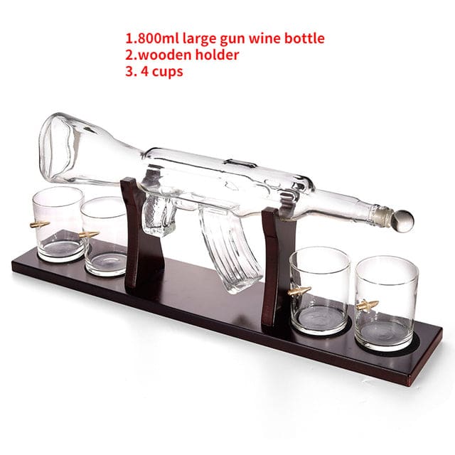 AK47 Rifle Gun Whiskey Glass Decanter