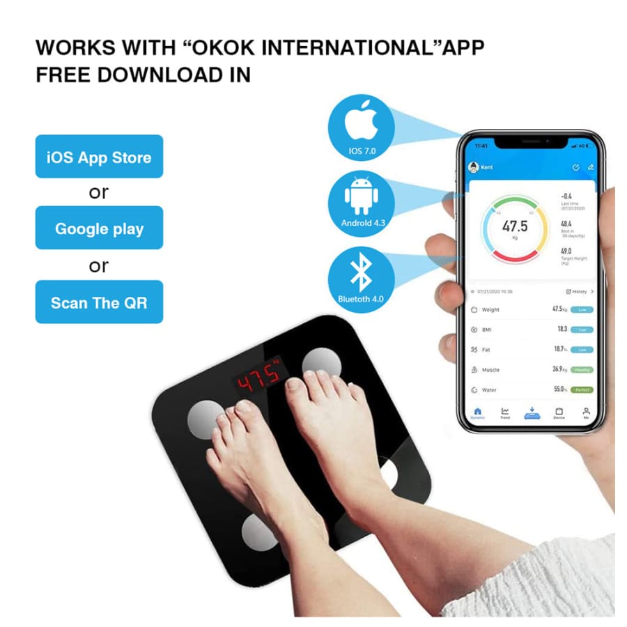 Bluetooth Weight Health Monitoring Balance Fat Scale