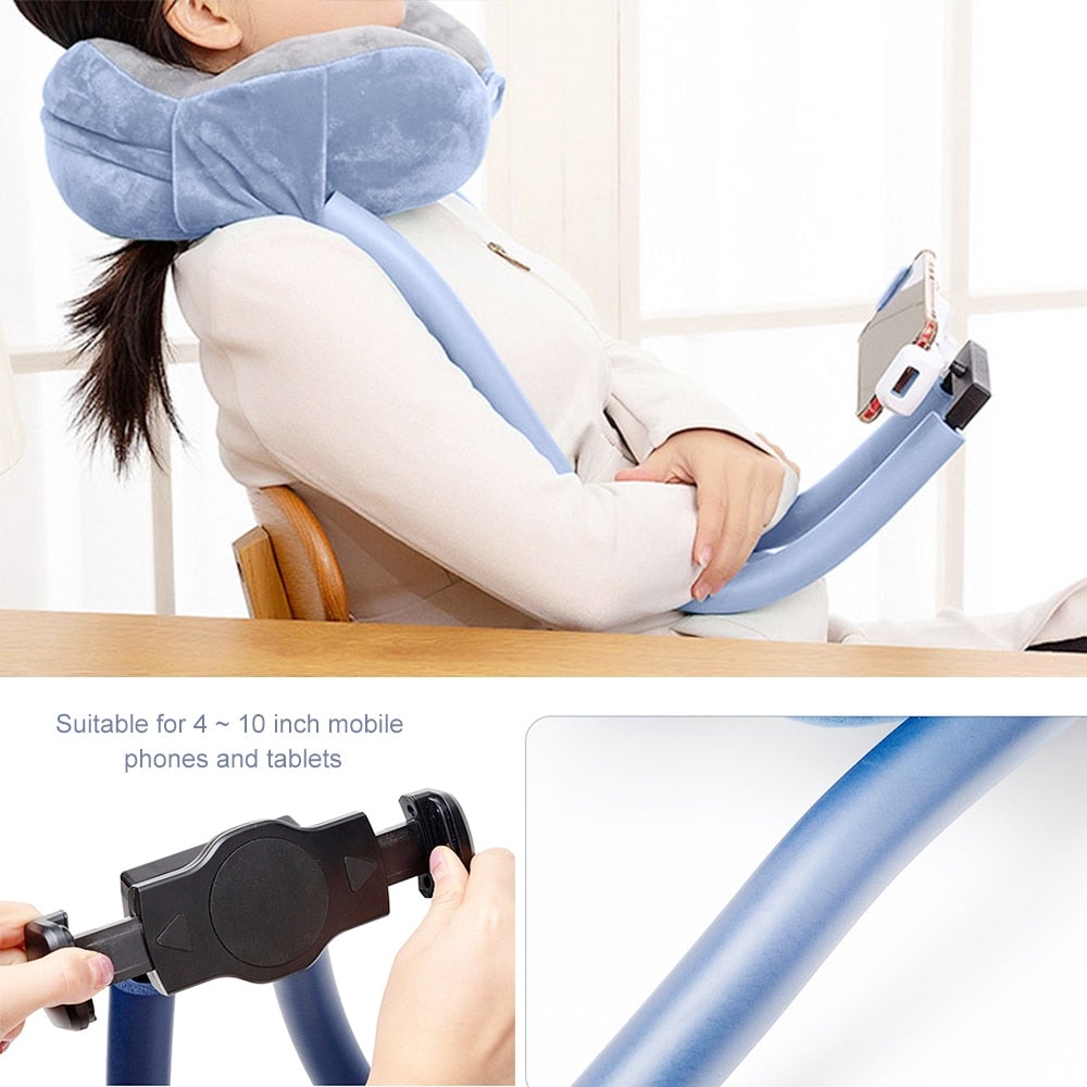 2 in 1 U-Shaped Neck Pillow Universal Phone Holder