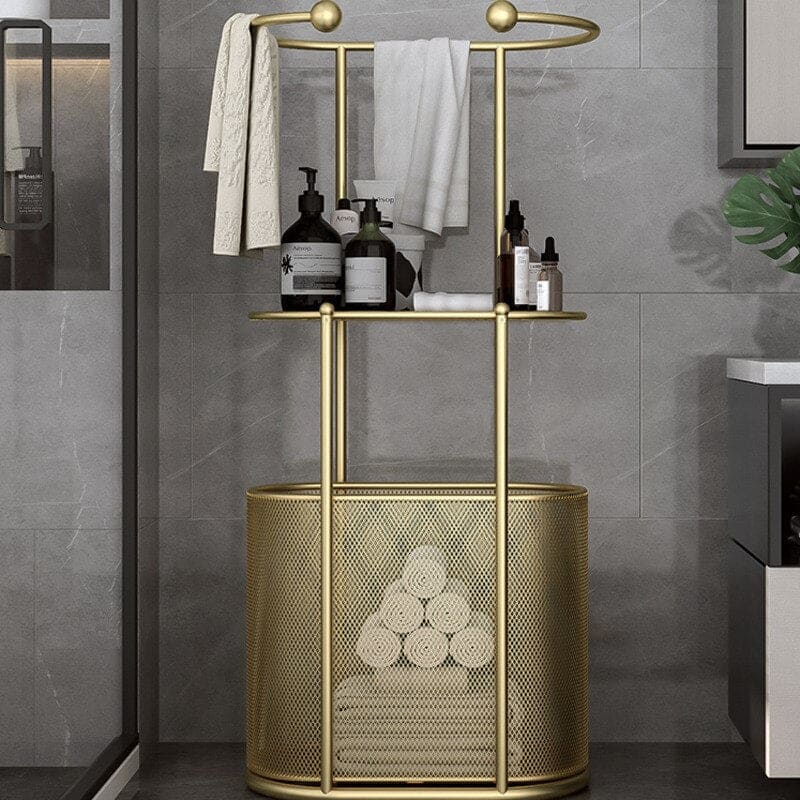 Gold Toilet Luxury Floor Towel Rack and shelf